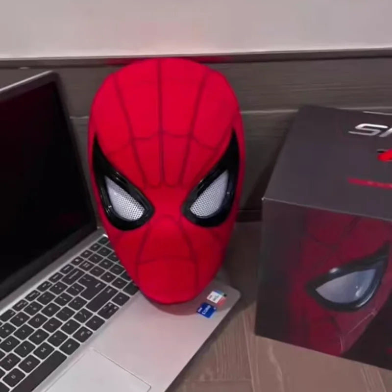 Remote-Controlled Electric Blinking Spider-Man Headgear Red And Black Cos Glowing And Funny Mask Wearable Halloween Xmas Gift