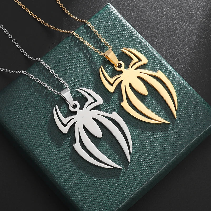 Stainless Steel Simple Personalized Spider Pendant Necklace Men and Women Fashion Party Pendant Jewelry Gift