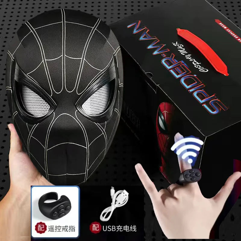 Remote-Controlled Electric Blinking Spider-Man Headgear Red And Black Cos Glowing And Funny Mask Wearable Halloween Xmas Gift