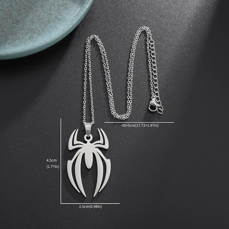 Stainless Steel Simple Personalized Spider Pendant Necklace Men and Women Fashion Party Pendant Jewelry Gift