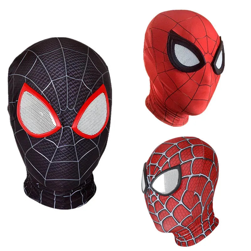 Kids Spider Mask Superhero Costume Spandex Lens Halloween Adults Party Game Performance Prop Cosplay Remy Miles Steel