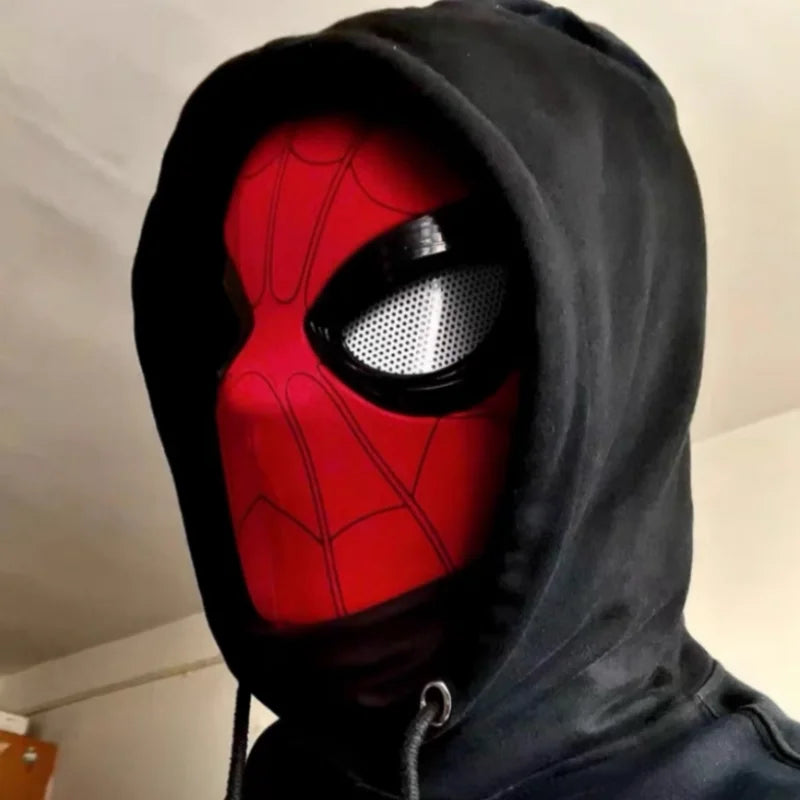 Remote-Controlled Electric Blinking Spider-Man Headgear Red And Black Cos Glowing And Funny Mask Wearable Halloween Xmas Gift